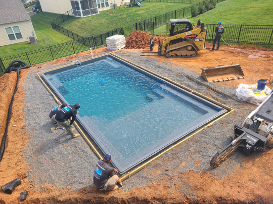 Sunsouth Carolinas crews building a pool.