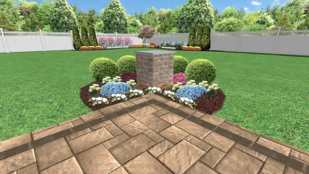 Design Now, Build Later: How 3D Planning Sets Up a Stress-Free Spring Project 4 Our landscape design service plans every detail. This 3D visualization shows how lush plantings can enhance a custom paver patio in the Charlotte, NC area.