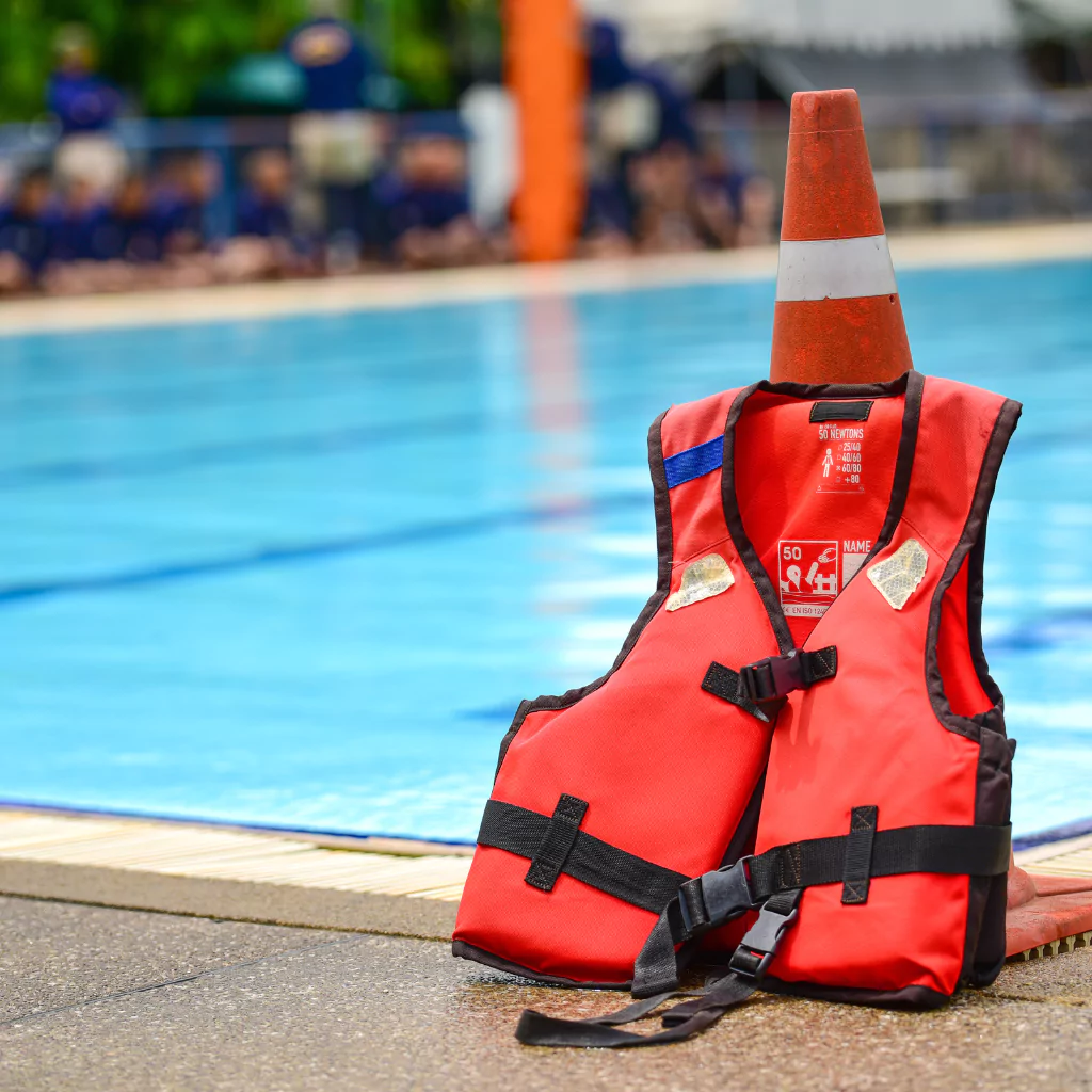 life vest in a swimming pool