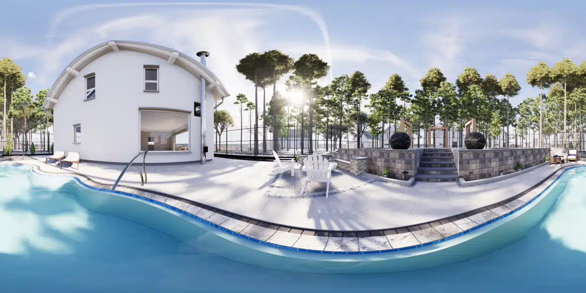 From concept to reality, our 3D visualization service in Raleigh allows you to see your complete outdoor living space, like this stunning pool and patio design.