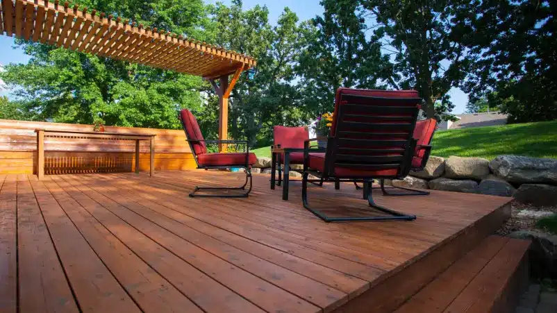 A deck built with treated wood