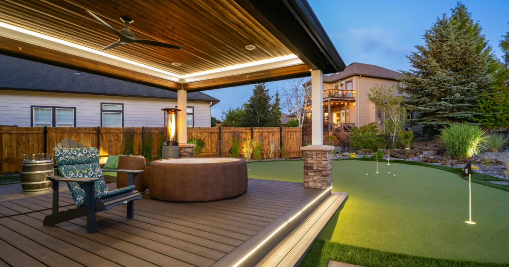 Cozy outdoor space with heater