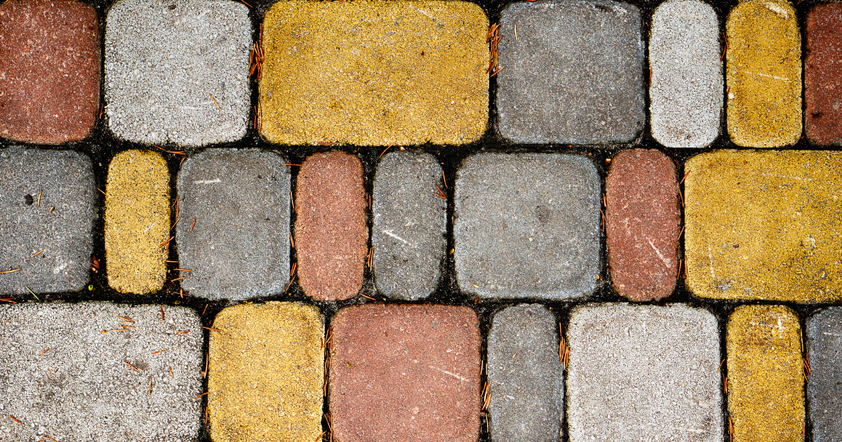 Colorful patterned stone pavement design